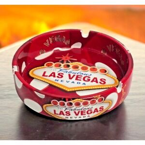 Vintage Welcome To Fabulous Las Vegas Nevada Red Ashtray 5"